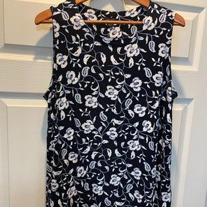J Jill Navy Floral Tank Wearever